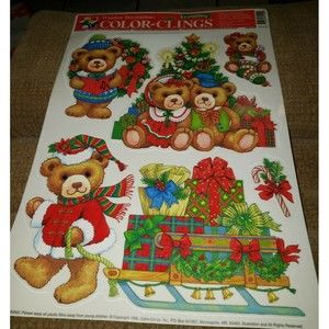 Christmas Teddy Bears Window Clings